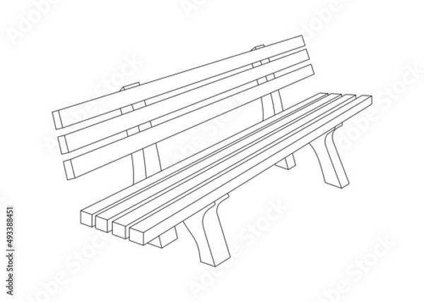 Obraz Bench vector outline sketch illustration.
