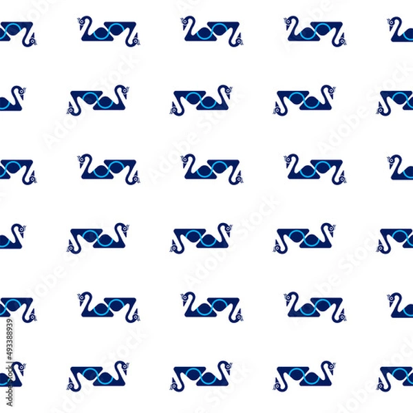 Obraz White background swan birds seamless pattern