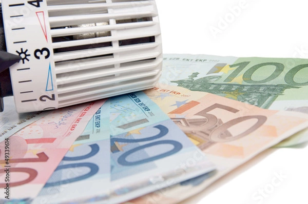 Obraz Thermostat mit Geldscheinen