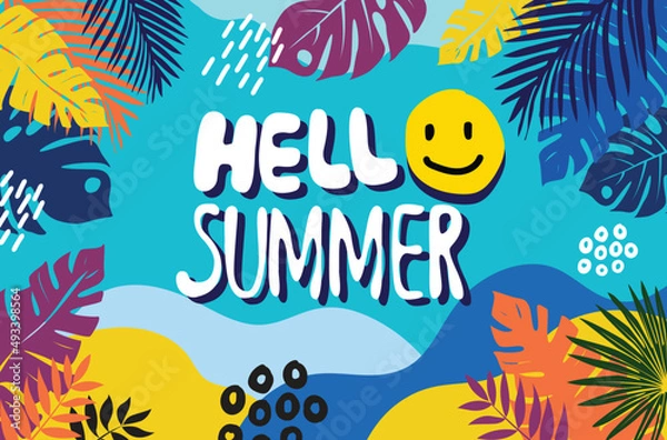 Obraz hello summer background leafs tropical smile banner