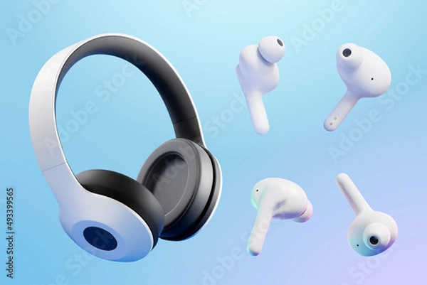 Obraz 3D wireless headphones mockup