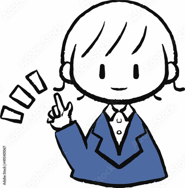 Fototapeta 何かを提案するスーツ姿の女性のイラスト