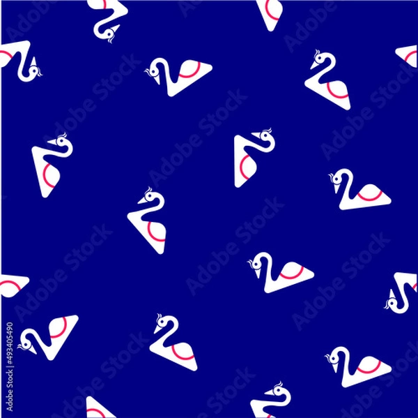Obraz Random blue background swan birds seamless pattern