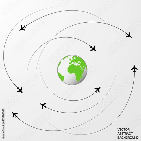 Obraz Aircraft in motion. Earth globe and plane. Plane attack 