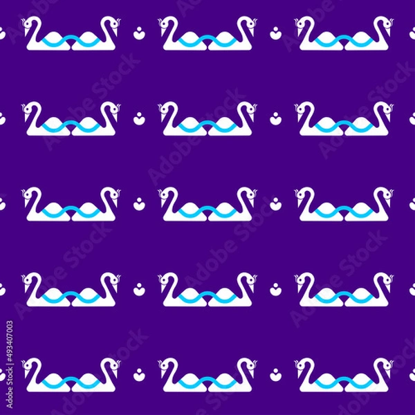 Obraz Colorful swan birds seamless pattern