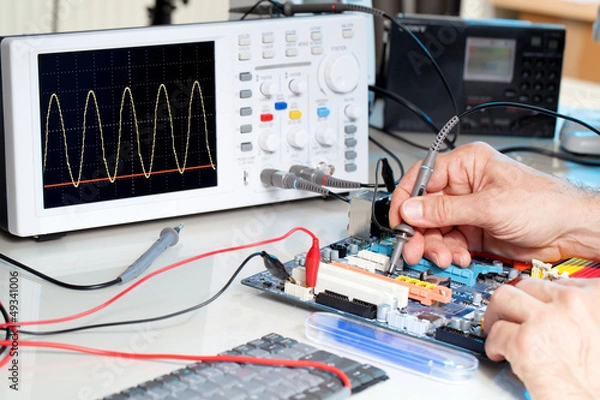 Obraz Tech testuje sprzęt elektroniczny w serwisie.