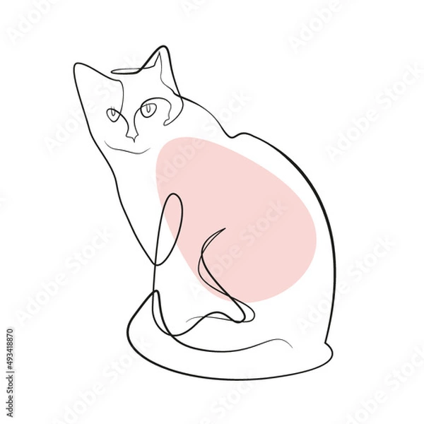 Obraz One Line Zeichnung einer Katze