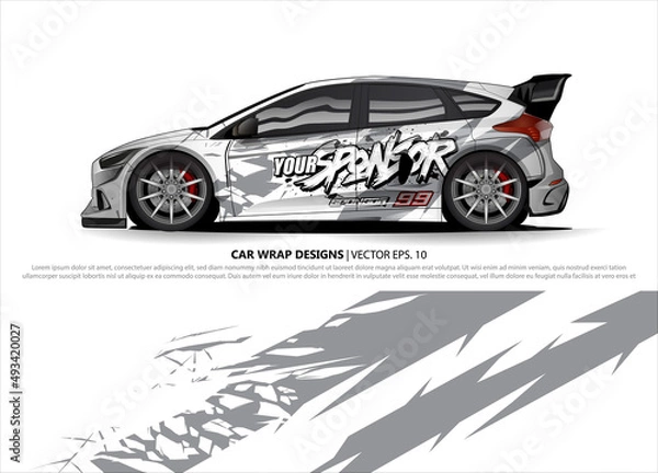 Obraz car wrap design. simple lines with abstract background vector concept for vehicle vinyl wrap and automotive decal livery
