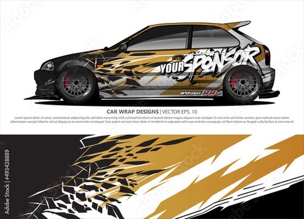 Obraz Car wrap decal design vector. abstract Graphic background kit designs for vehicle, race car, rally, livery, sport car