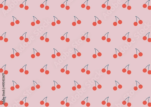 Obraz レトロ　さくらんぼ　イラスト　背景