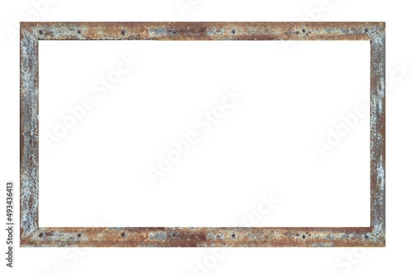 Obraz Old rusty metal rectangular frame. Vintage frame with rough texture. Copyspace. Space for your text.