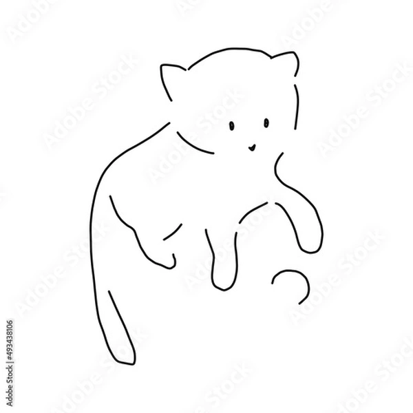 Fototapeta Playing cat. Vector illustration. pet playing with a yellow ball. for posters, banners, pet stores and t-shirts