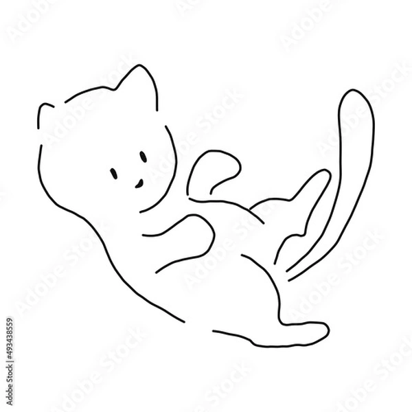 Fototapeta Playing cat. Vector illustration. pet playing with a yellow ball. for posters, banners, pet stores and t-shirts