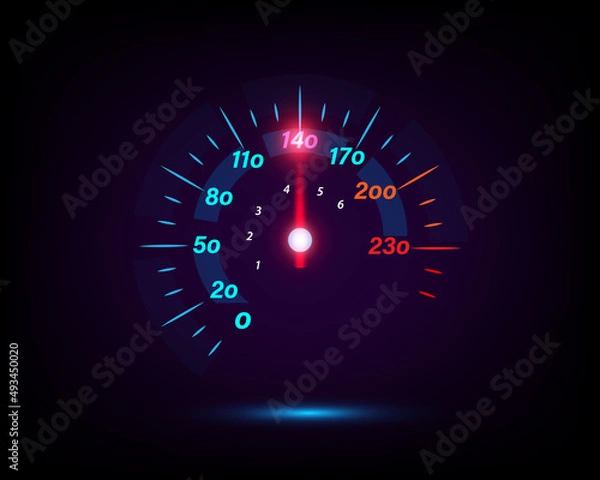 Obraz speed movement with speedometer car background