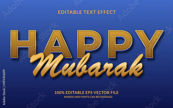 Fototapeta 3d mubarak al fitr text effect editable text style