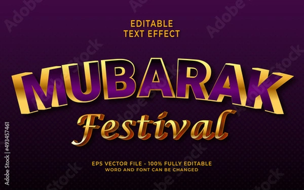 Fototapeta Mubarak festival editable text effect