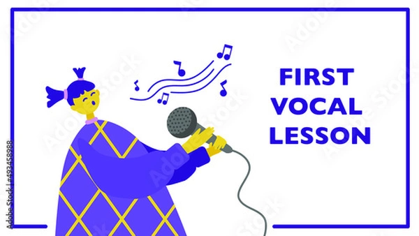 Obraz 
singing girl with microphone template