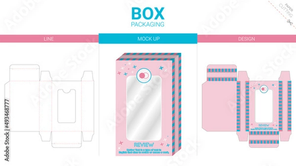 Obraz Box packaging and mockup die cut template