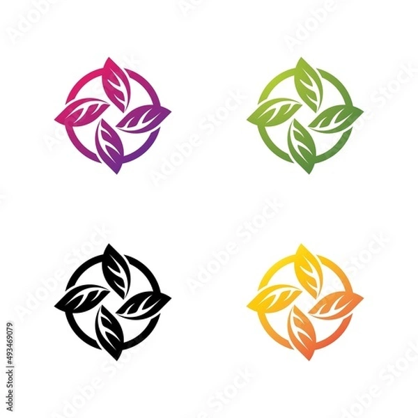 Fototapeta Leaf vector logo template icon set