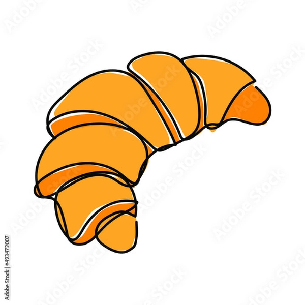 Fototapeta Continuous drawing in one line. Bakery of croissant icons. Line style