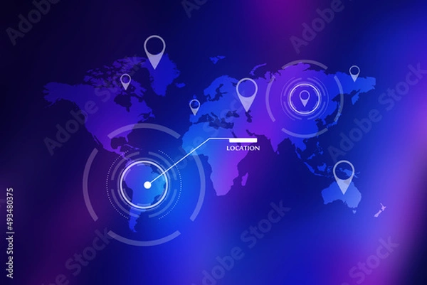 Fototapeta 2d rendering Red map pointer
