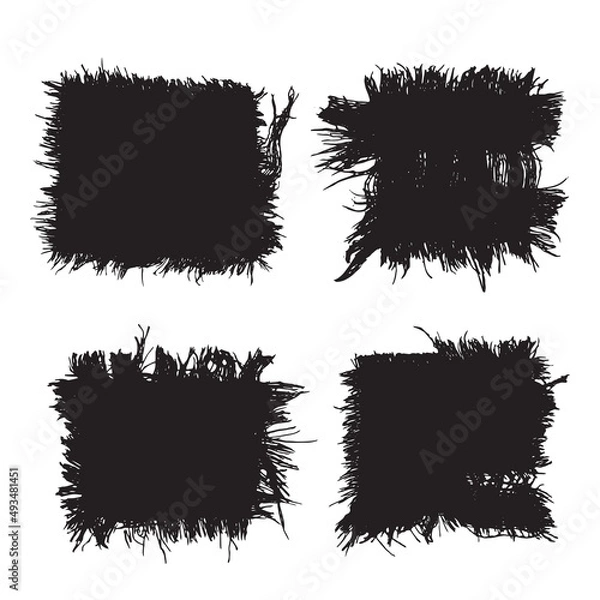 Obraz Torn fabric patchs set, Distressed frames, Brush Stoke templates. Vector illustration