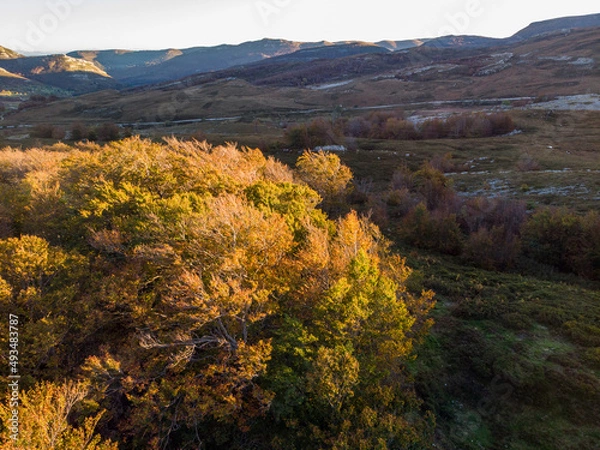 Fototapeta Mountains in Autumn from a Drone View