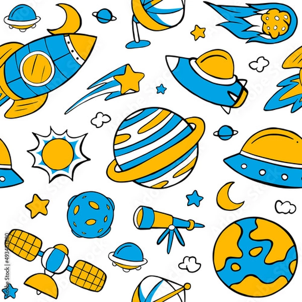 Fototapeta Space Seamless Pattern