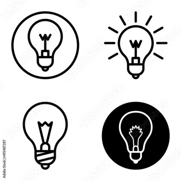 Fototapeta Lightbulbs1-3 Flat Icon Set Isolated On White Background