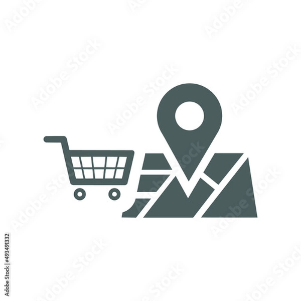 Fototapeta Map, Store location icon. Gray vector graphics.