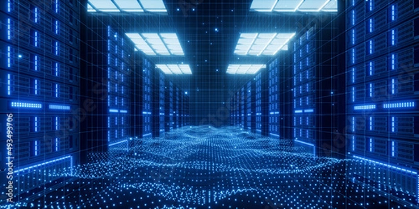Obraz 3D rendering big data technology background network creative map