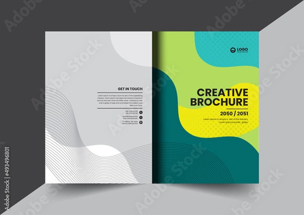 Fototapeta Corporate company profile brochure annual report booklet proposal cover page layout concept design with modern shapes