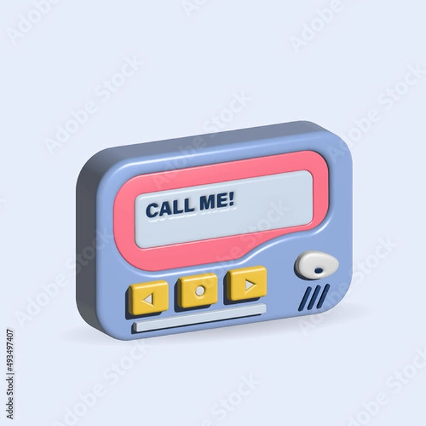 Obraz Pager 3D illustration on blue background.