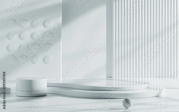 Fototapeta Creative drawing of 3D simulation scene product stand