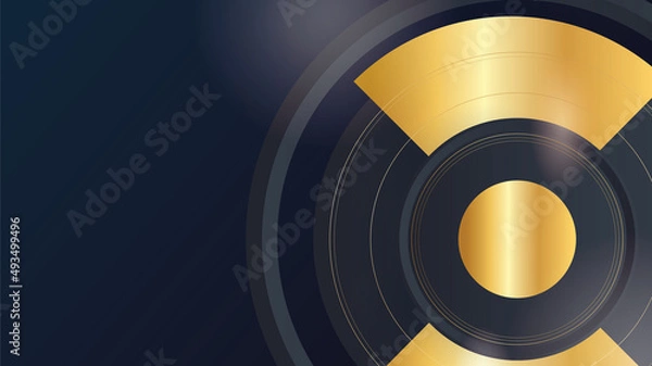 Obraz Abstract golden light circle lines effect on black background