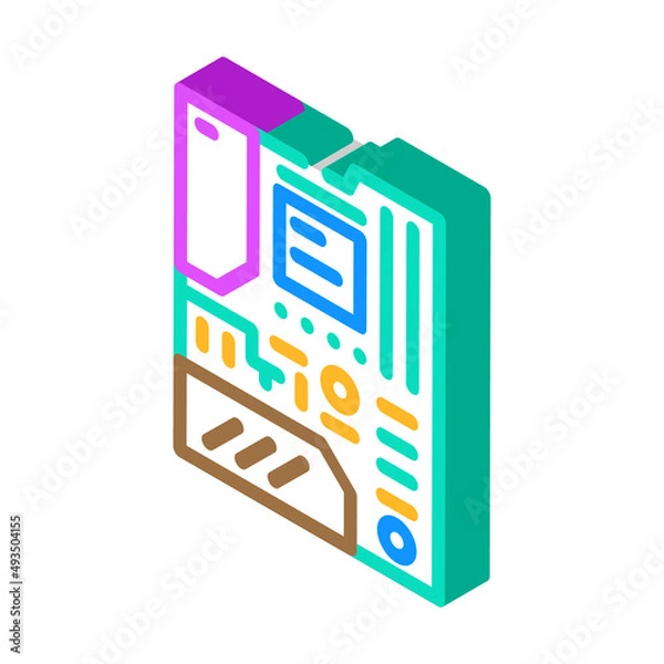 Obraz motherboard computer isometric icon vector. motherboard computer sign. isolated symbol illustration