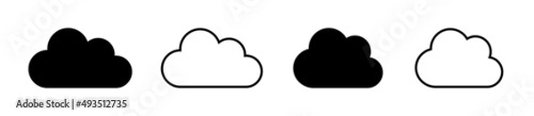 Fototapeta Cloud icon set - vector. cloud symbol in line and glyph style. Vector illustration