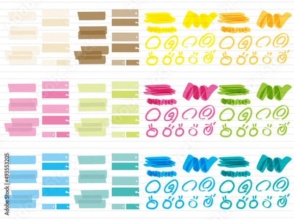 Obraz 見出し素材と手描きの蛍光ペンで描いたライン　 Hand drawn