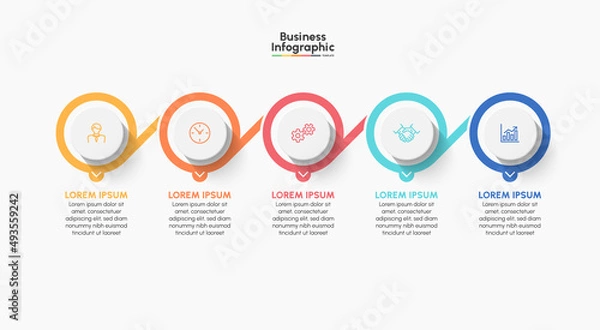 Fototapeta Business infographic timeline icons designed for abstract background template milestone element modern diagram process technology digital marketing data presentation chart Vector