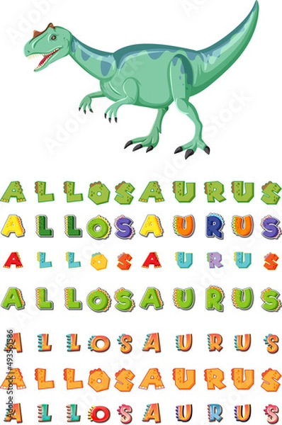 Fototapeta Font design for word allosaurus