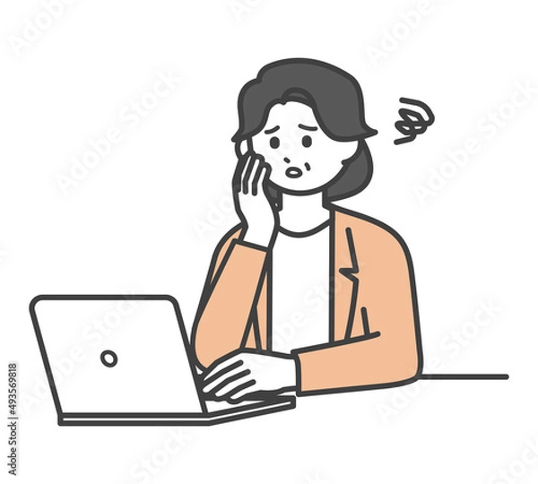 Fototapeta 女性社員がパソコンを操作するイラスト素材