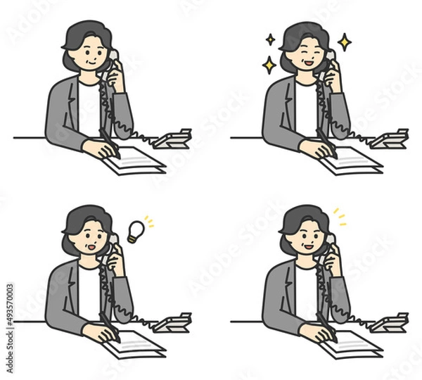 Fototapeta 電話対応をするビジネスパーソンのイラスト素材