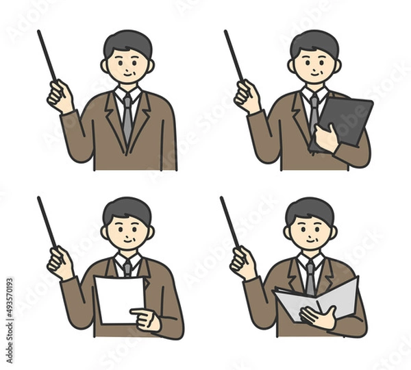 Fototapeta ビジネスパーソンが指し棒で説明するイラスト素材