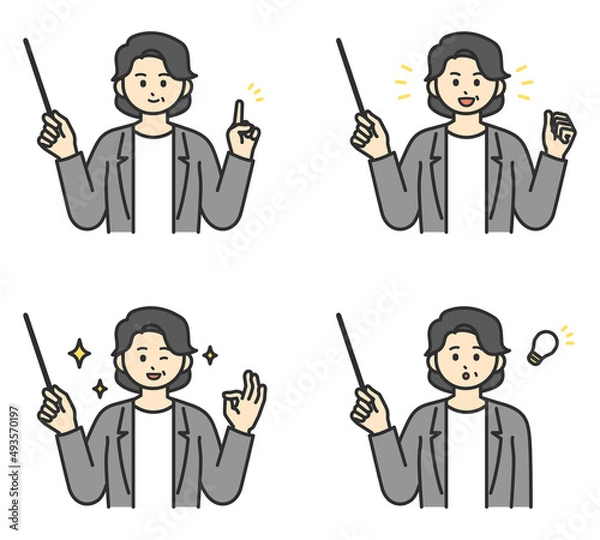 Fototapeta ビジネスパーソンが指し棒で説明するイラスト素材