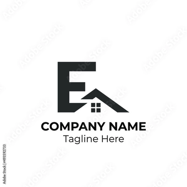 Obraz Initial Letter E with Architecture Graphic Logo Design