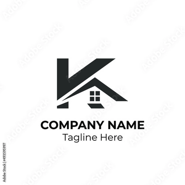 Obraz Initial Letter K with Architecture Graphic Logo Design