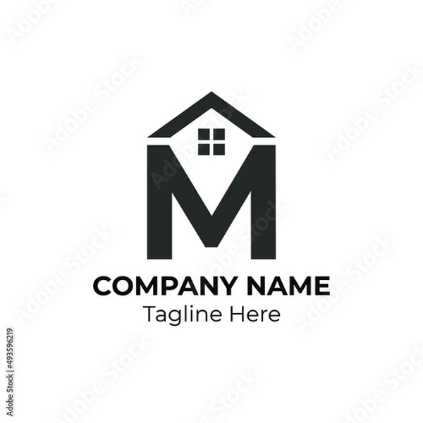 Obraz Initial Letter M with Architecture Graphic Logo Design