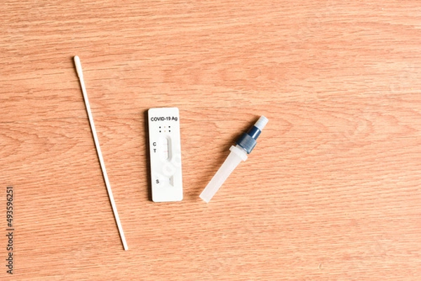 Fototapeta Positive result detected of Antigen rapid test kit (ATK) of COVID-19
