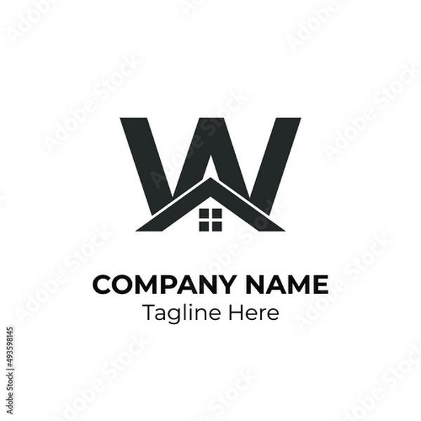 Obraz Initial Letter w with Architecture Graphic Logo Design