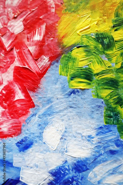 Fototapeta Texture, background painting with paints. Fragment of artwork. Spots of paint. Brushstrokes of paint. Modern art. Contemporary art. Colorful canvas.